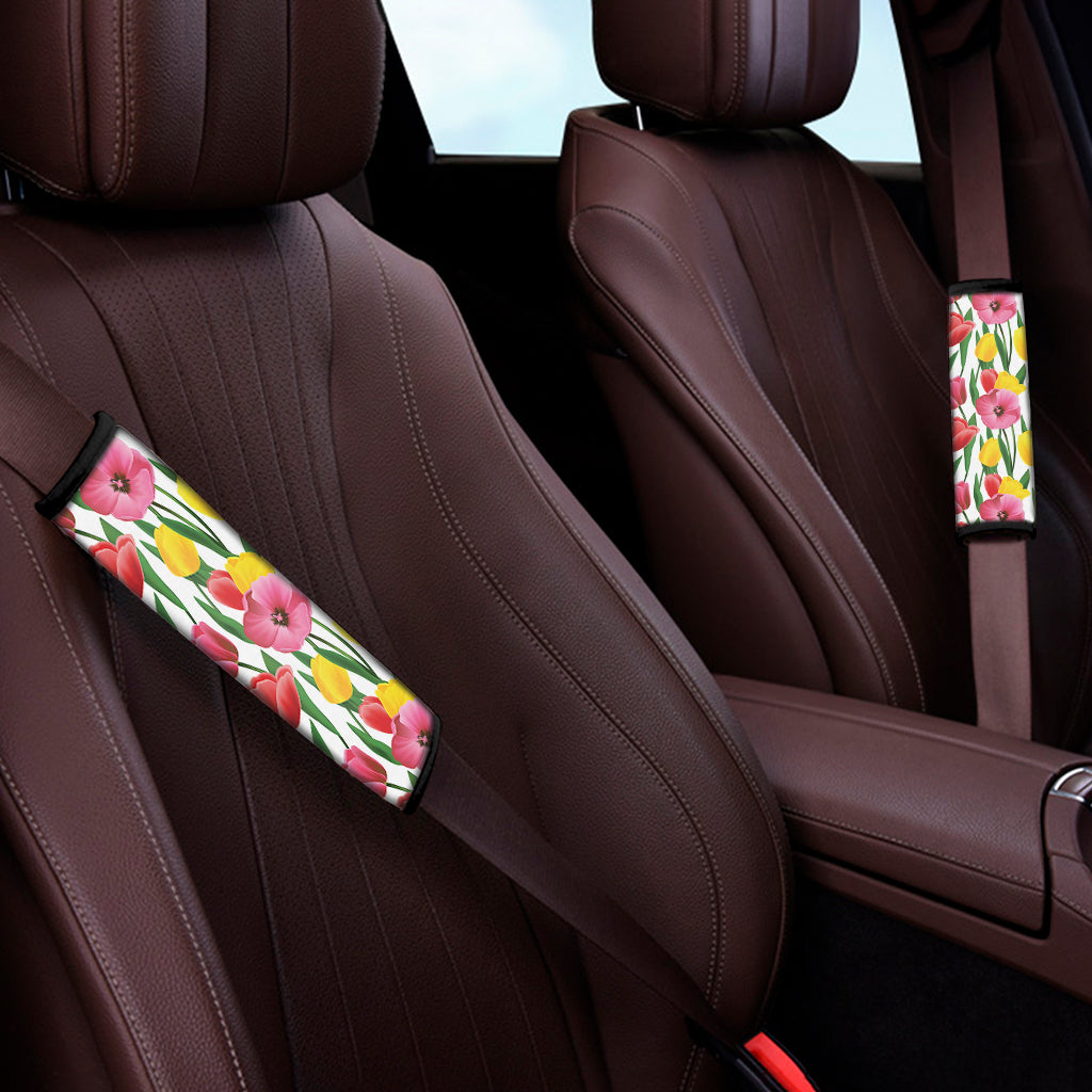 Colorful Tulip Pattern Print Car Seat Belt Covers