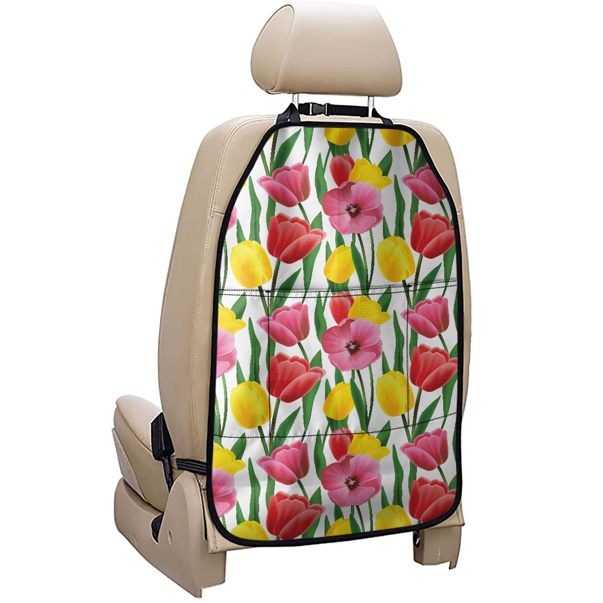 Colorful Tulip Pattern Print Car Seat Organizers