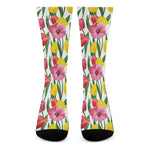 Colorful Tulip Pattern Print Crew Socks