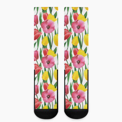 Colorful Tulip Pattern Print Crew Socks