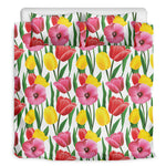 Colorful Tulip Pattern Print Duvet Cover Bedding Set