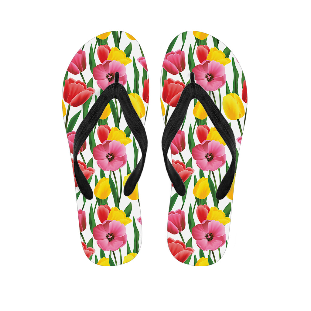 Colorful Tulip Pattern Print Flip Flops