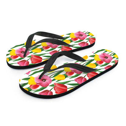 Colorful Tulip Pattern Print Flip Flops