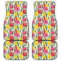 Colorful Tulip Pattern Print Front and Back Car Floor Mats