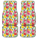 Colorful Tulip Pattern Print Front and Back Car Floor Mats