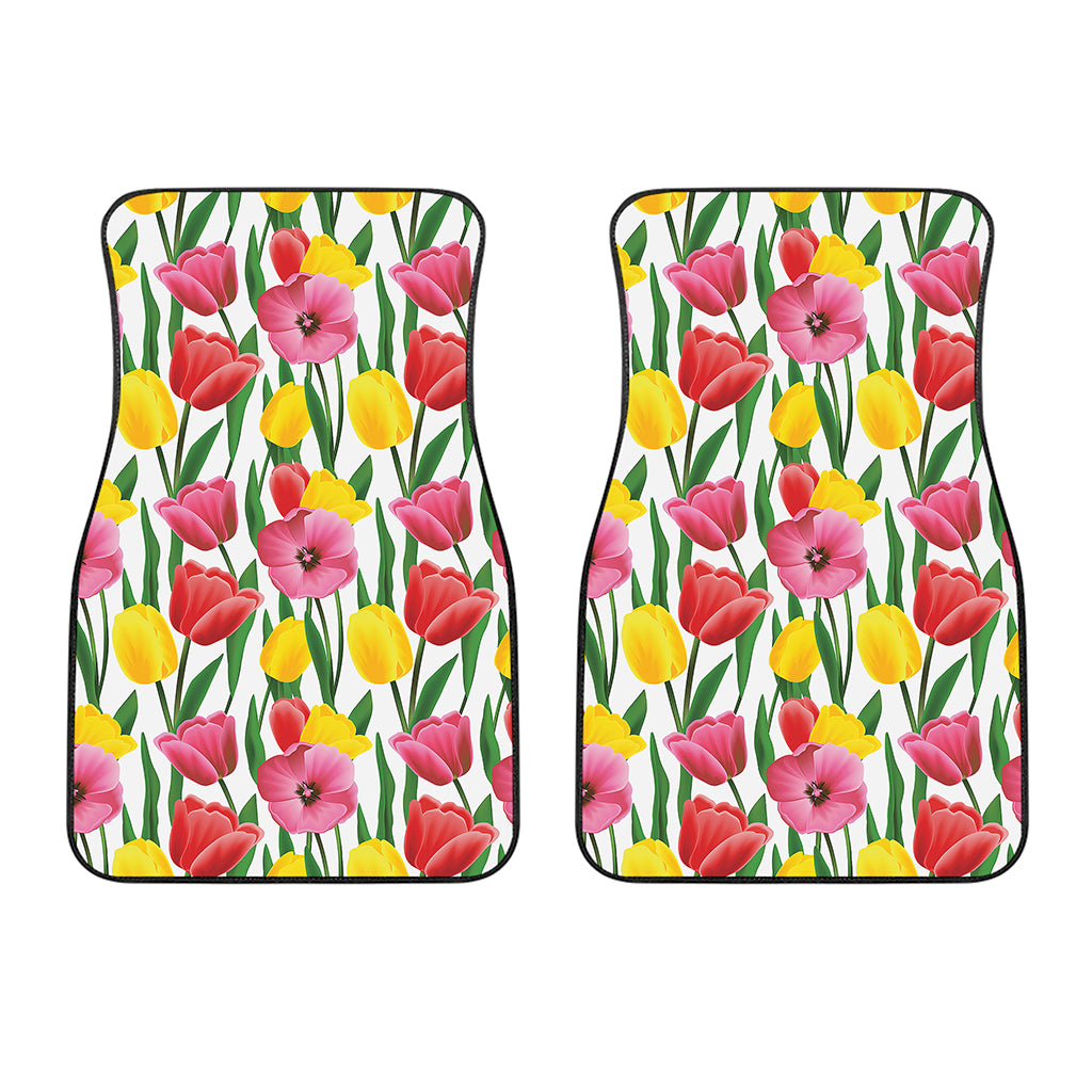 Colorful Tulip Pattern Print Front Car Floor Mats