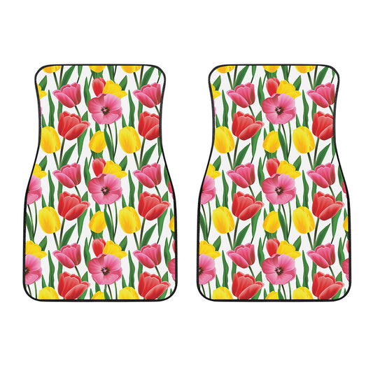 Colorful Tulip Pattern Print Front Car Floor Mats