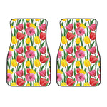 Colorful Tulip Pattern Print Front Car Floor Mats