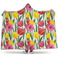 Colorful Tulip Pattern Print Hooded Blanket