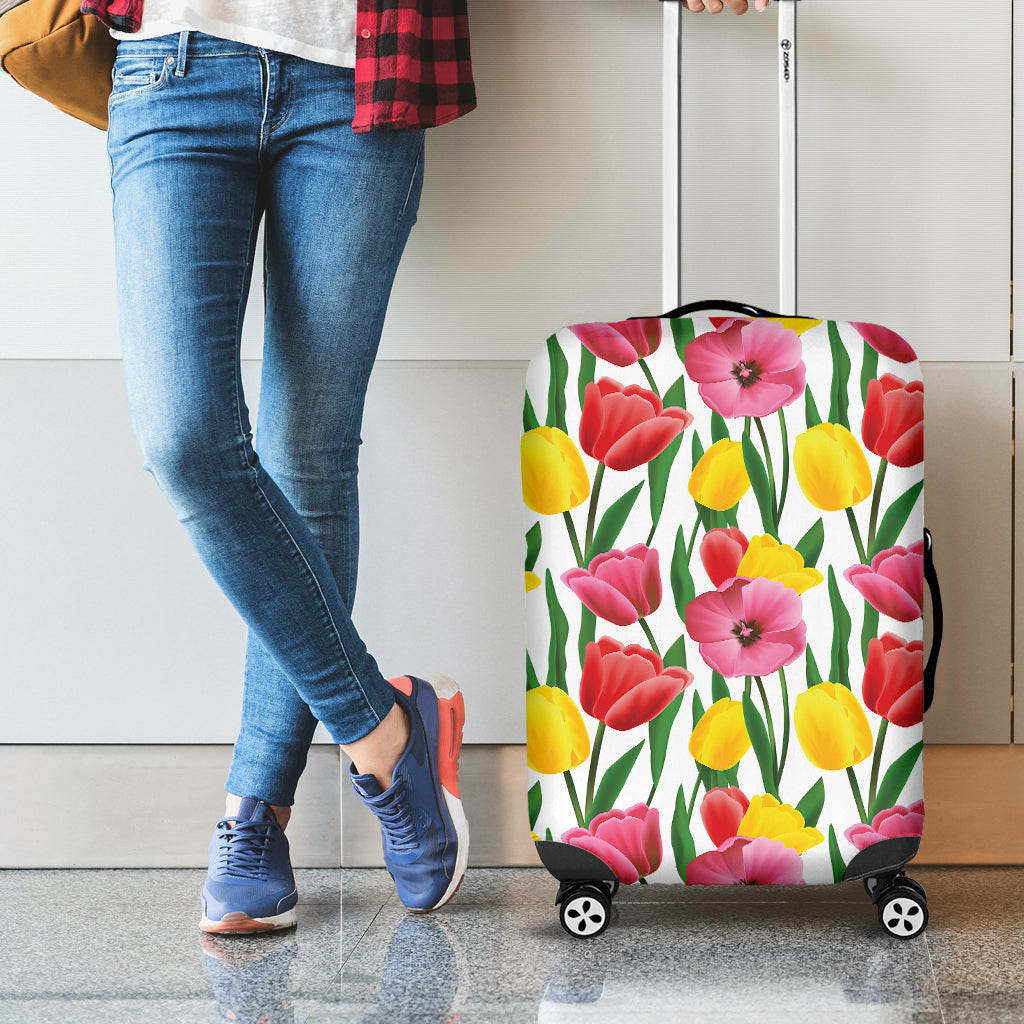 Colorful Tulip Pattern Print Luggage Cover