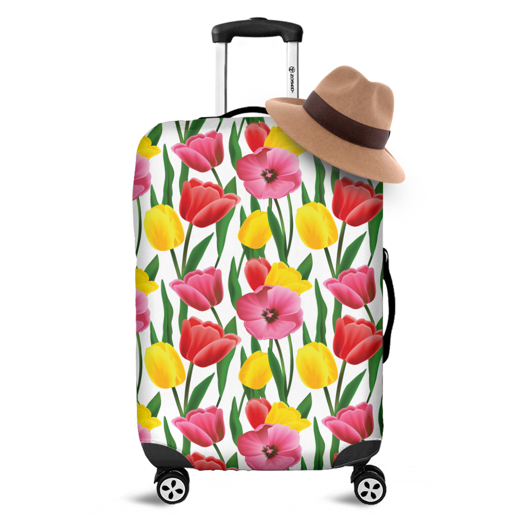 Colorful Tulip Pattern Print Luggage Cover