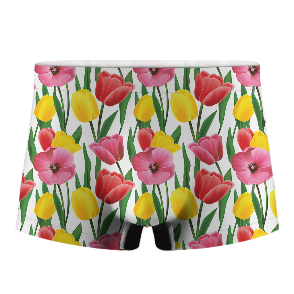 Colorful Tulip Pattern Print Men's Boxer Briefs
