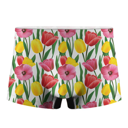 Colorful Tulip Pattern Print Men's Boxer Briefs
