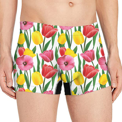 Colorful Tulip Pattern Print Men's Boxer Briefs