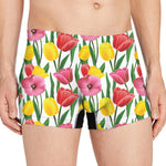 Colorful Tulip Pattern Print Men's Boxer Briefs