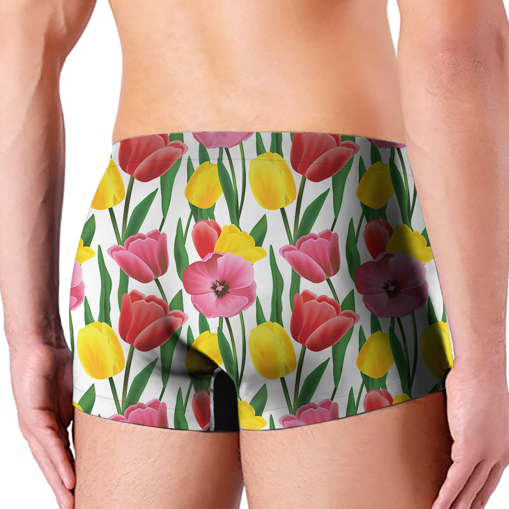 Colorful Tulip Pattern Print Men's Boxer Briefs