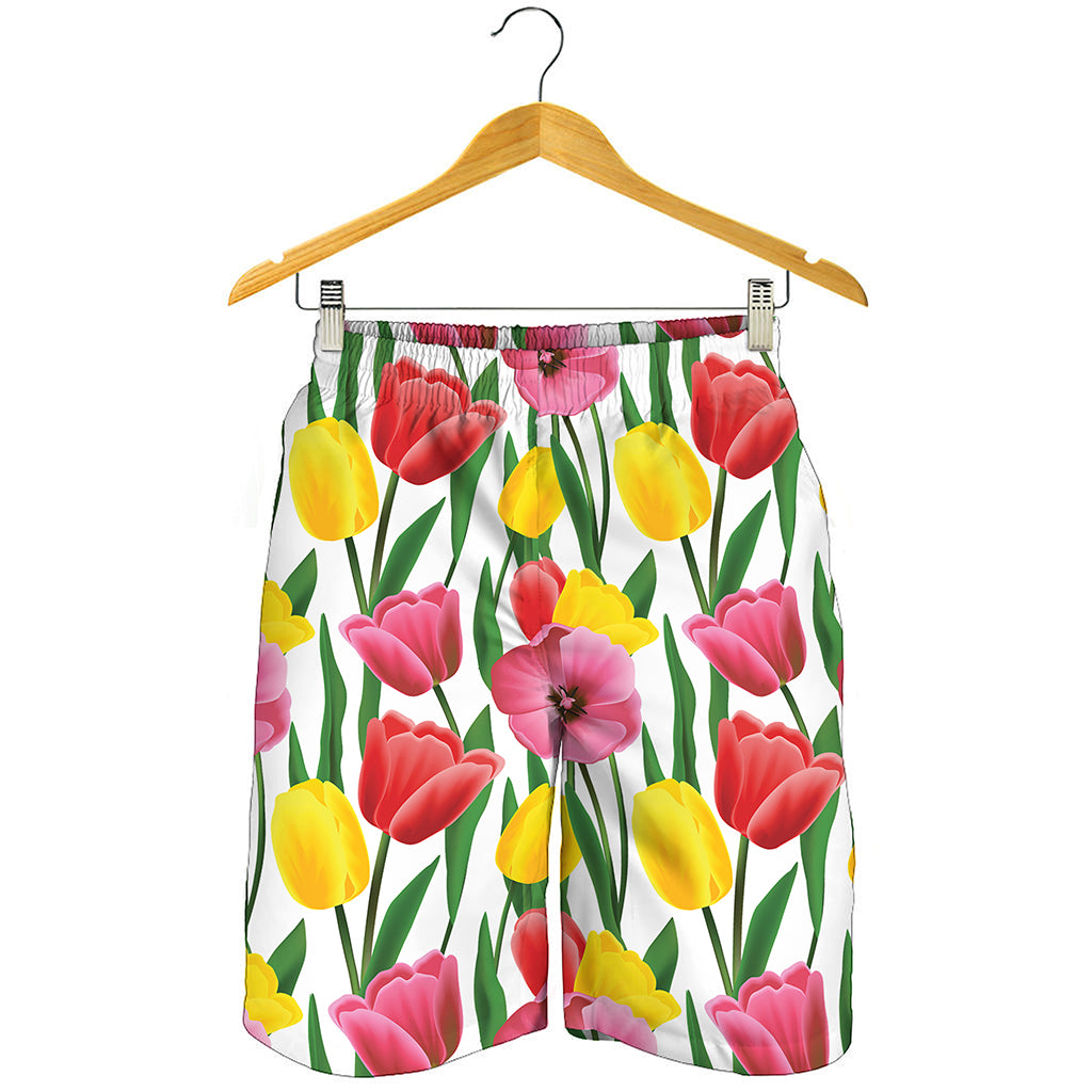 Colorful Tulip Pattern Print Men's Shorts