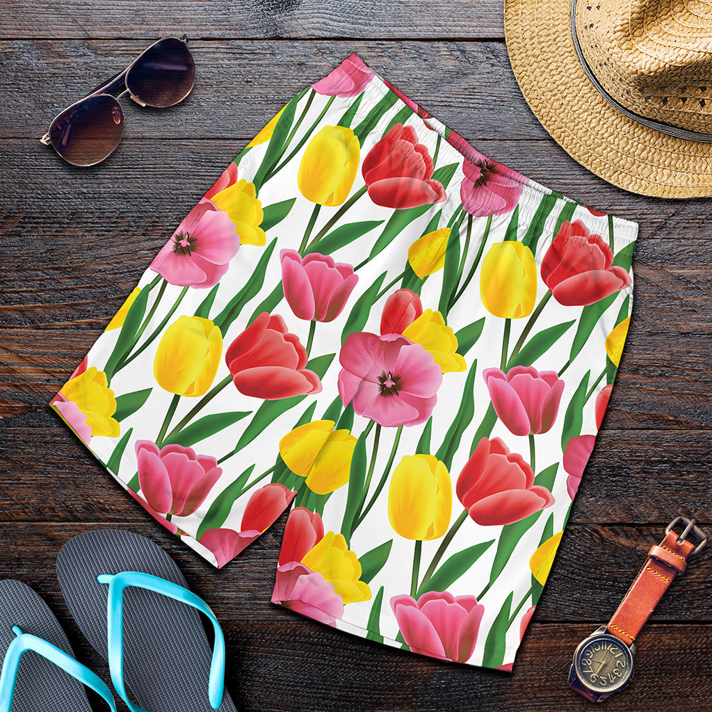 Colorful Tulip Pattern Print Men's Shorts