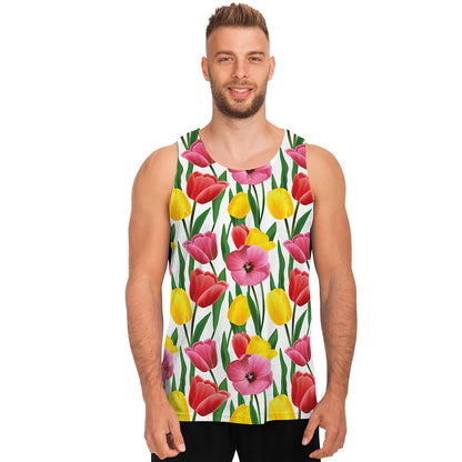 Colorful Tulip Pattern Print Men's Tank Top