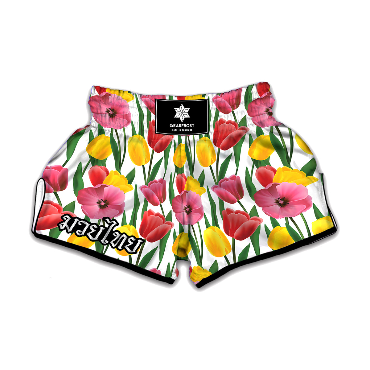 Colorful Tulip Pattern Print Muay Thai Boxing Shorts