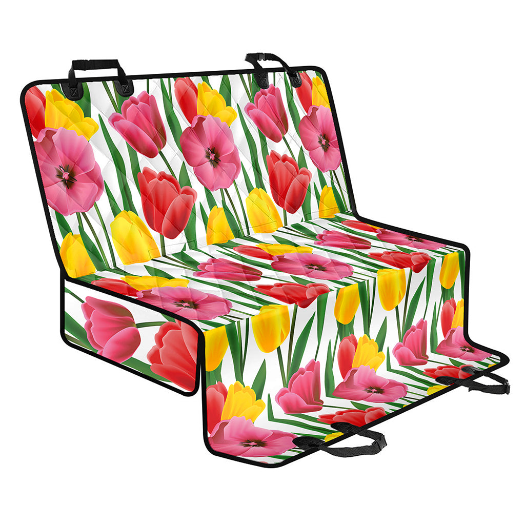Colorful Tulip Pattern Print Pet Car Back Seat Cover