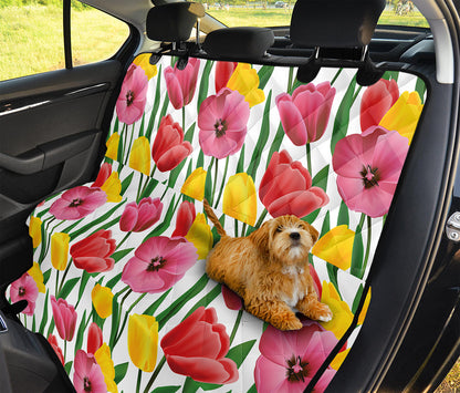 Colorful Tulip Pattern Print Pet Car Back Seat Cover