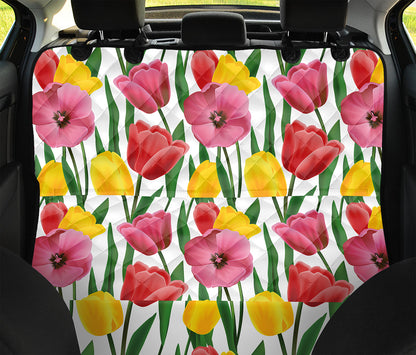 Colorful Tulip Pattern Print Pet Car Back Seat Cover