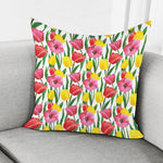 Colorful Tulip Pattern Print Pillow Cover