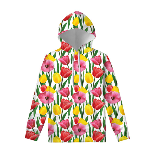 Colorful Tulip Pattern Print Pullover Hoodie