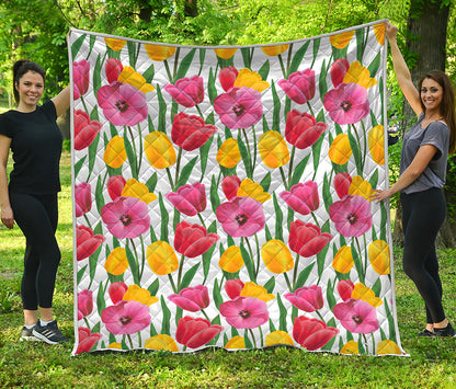 Colorful Tulip Pattern Print Quilt
