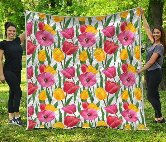 Colorful Tulip Pattern Print Quilt