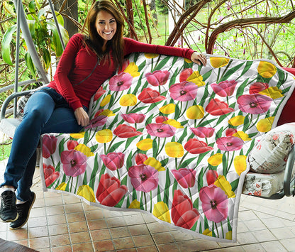 Colorful Tulip Pattern Print Quilt