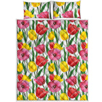 Colorful Tulip Pattern Print Quilt Bed Set