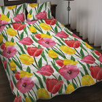 Colorful Tulip Pattern Print Quilt Bed Set