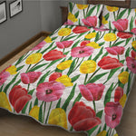 Colorful Tulip Pattern Print Quilt Bed Set