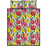 Colorful Tulip Pattern Print Quilt Bed Set