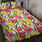 Colorful Tulip Pattern Print Quilt Bed Set