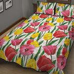 Colorful Tulip Pattern Print Quilt Bed Set