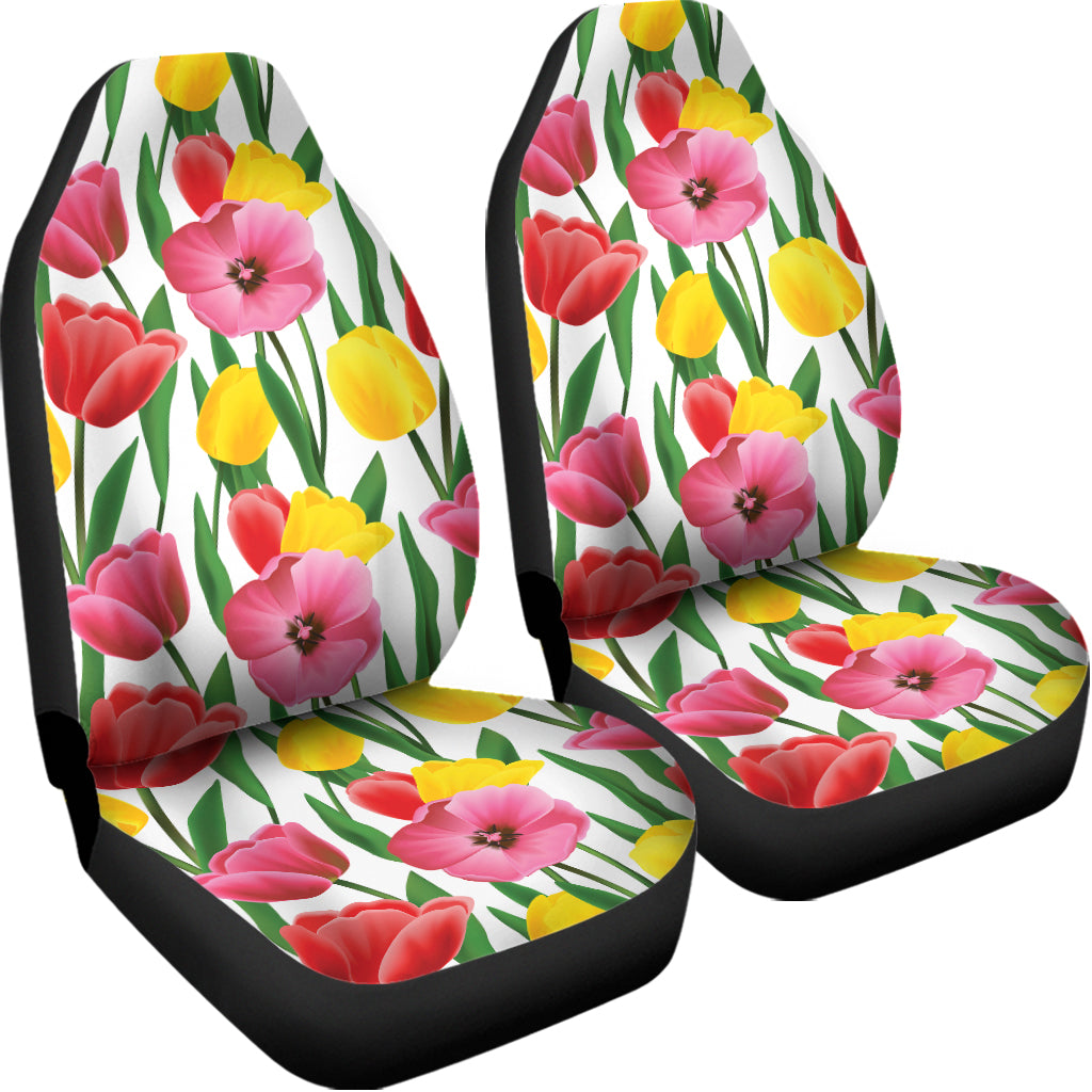 Colorful Tulip Pattern Print Universal Fit Car Seat Covers