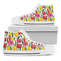 Colorful Tulip Pattern Print White High Top Sneakers