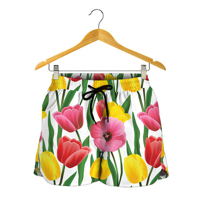 Colorful Tulip Pattern Print Women's Shorts