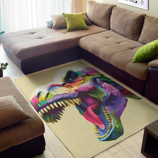Colorful Tyrannosaurus Rex Print Area Rug