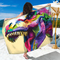 Colorful Tyrannosaurus Rex Print Beach Sarong Wrap