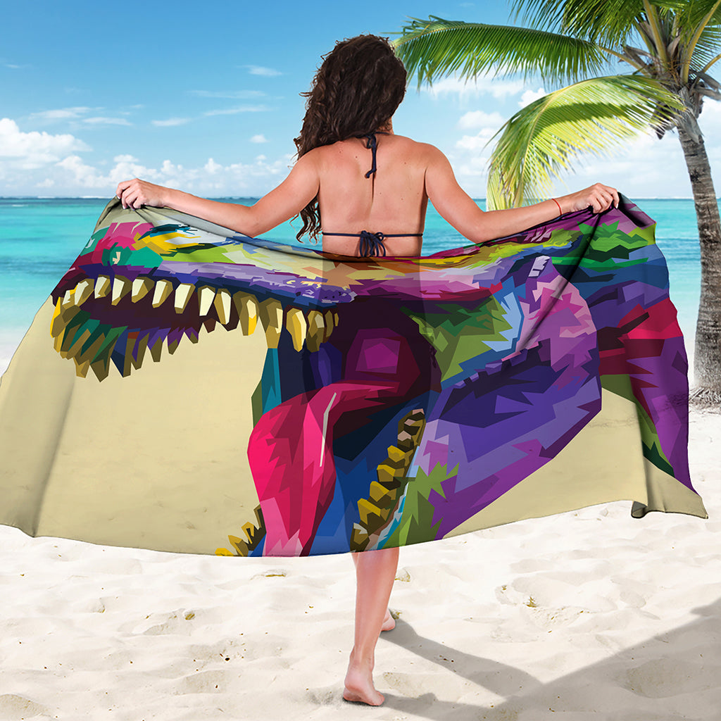 Colorful Tyrannosaurus Rex Print Beach Sarong Wrap