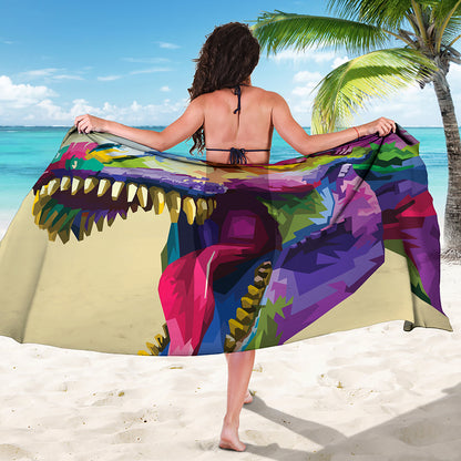 Colorful Tyrannosaurus Rex Print Beach Sarong Wrap