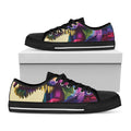 Colorful Tyrannosaurus Rex Print Black Low Top Sneakers