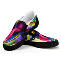 Colorful Tyrannosaurus Rex Print Black Slip On Sneakers