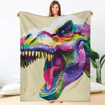Colorful Tyrannosaurus Rex Print Blanket
