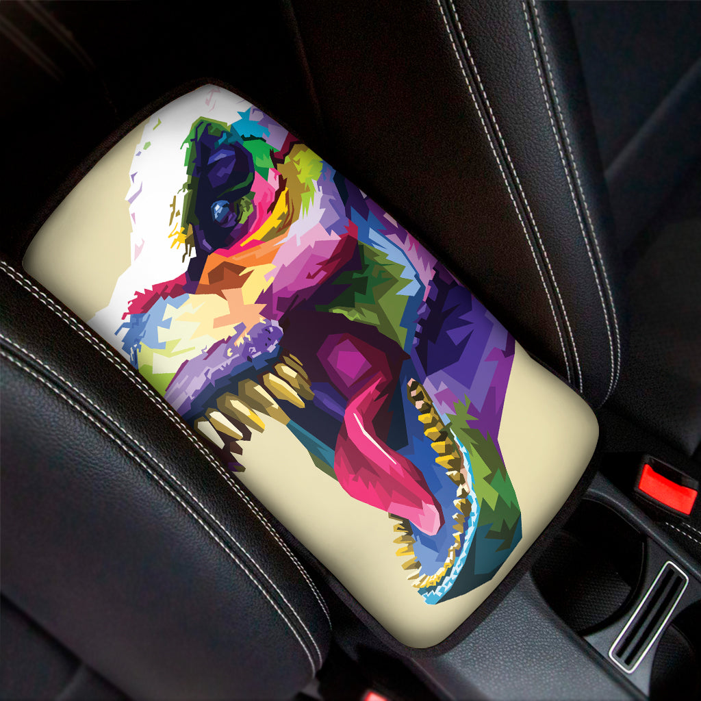Colorful Tyrannosaurus Rex Print Car Center Console Cover