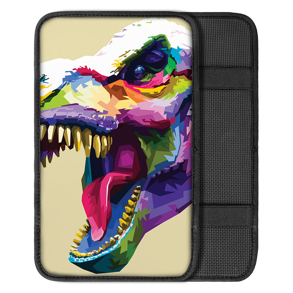 Colorful Tyrannosaurus Rex Print Car Center Console Cover